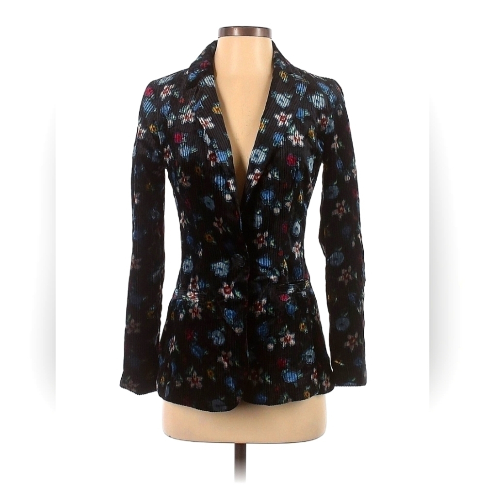 Floral velour anthropology jacket size 0